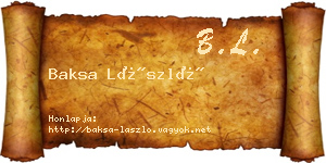 Baksa László névjegykártya